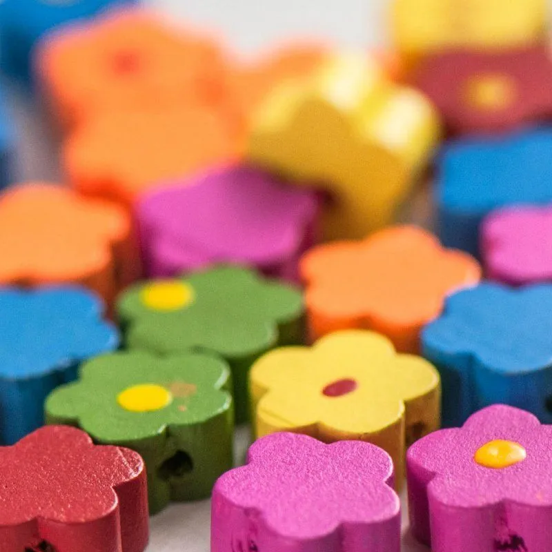 бусина дерево "цветочек", цветовой микс, 12х5 мм