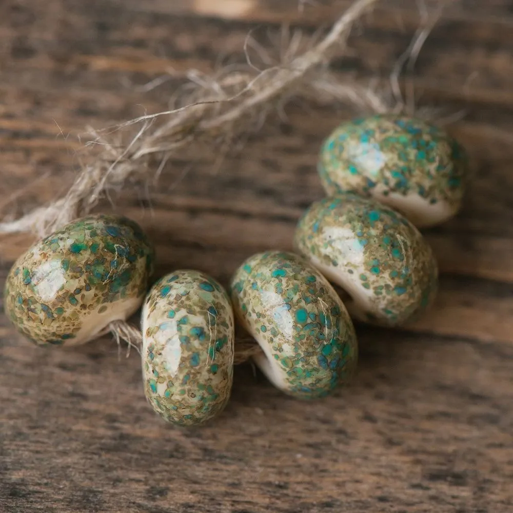 бусина, мурано "пыльца", абакус, бирюзовый, 13х9 мм