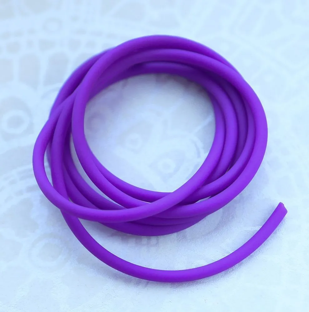 шнур резиновый, с отверстием, цвет сиреневый неон, 3 мм
