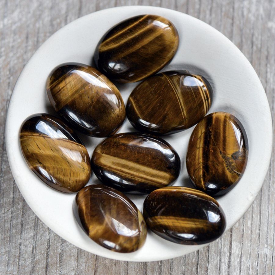 кабошон тигровый глаз овальный, цвет коричневый, 35x25x8 мм