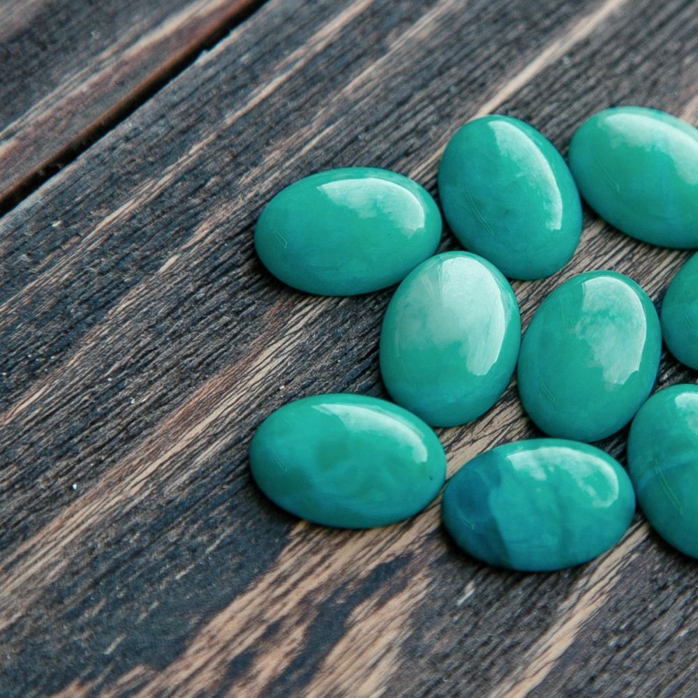 кабошон амазонит синтетич. овальный, цвет бирюзовый, 18x13x6 мм