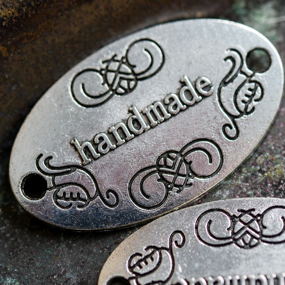 коннектор "handmade", цвет античное серебро, 32х19x1мм