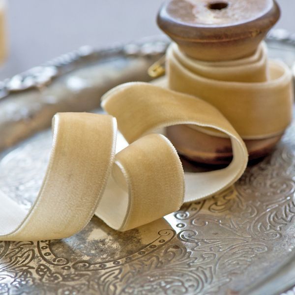 лента, бархат, цвет песочный, ширина 19 мм ленты