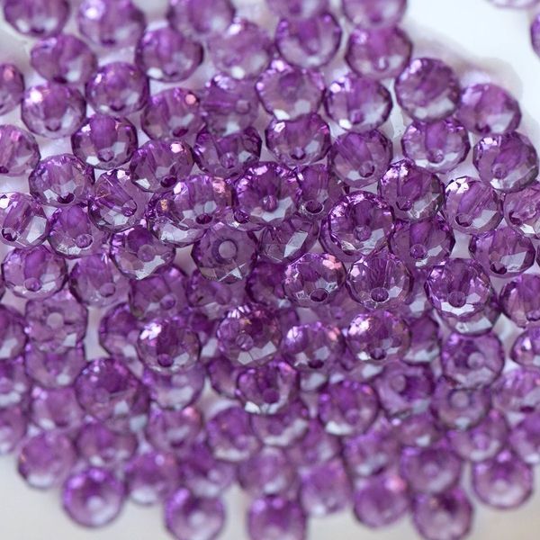 бусина, акрил 8, абакус граненая, цвет сиреневый, 8х5 мм