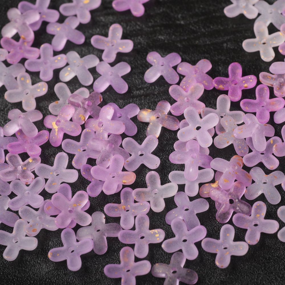 бусина, акрил "клематис", матовая, цвет фиолетовый, 11.5x11.5x3 мм