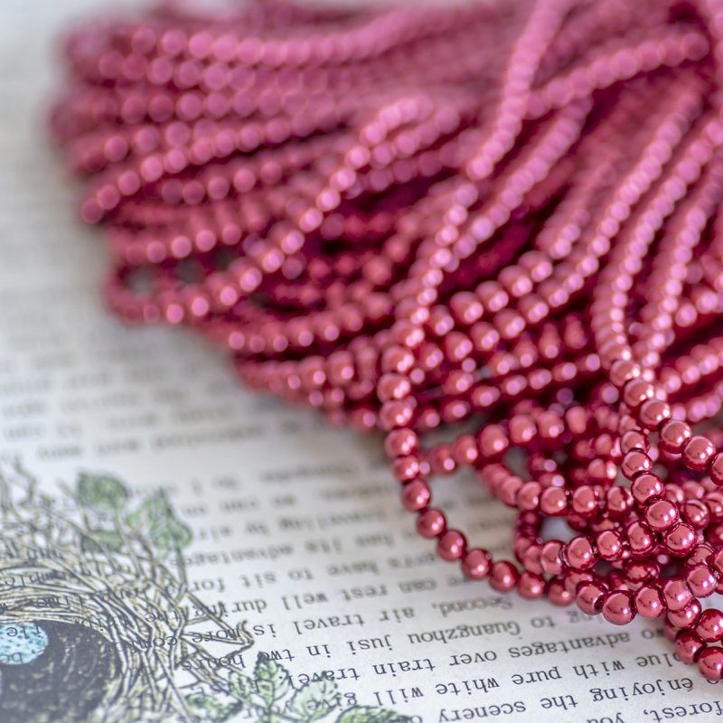 бусина, имитация жемчуга, стекло 4, цвет красный кирпичный, 4 мм (уп 50+/-5 шт)