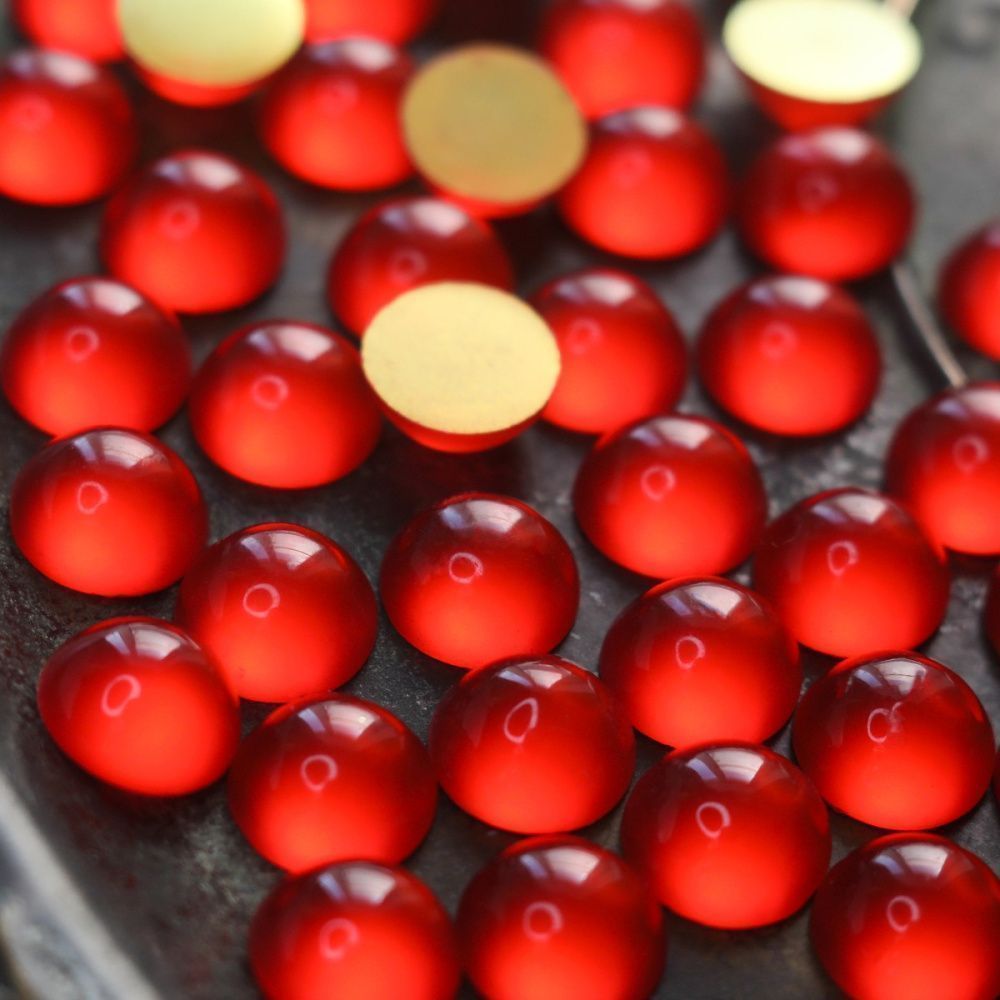 кабошон из смолы "джелли" круглый, цвет красный, 12x5.5 мм