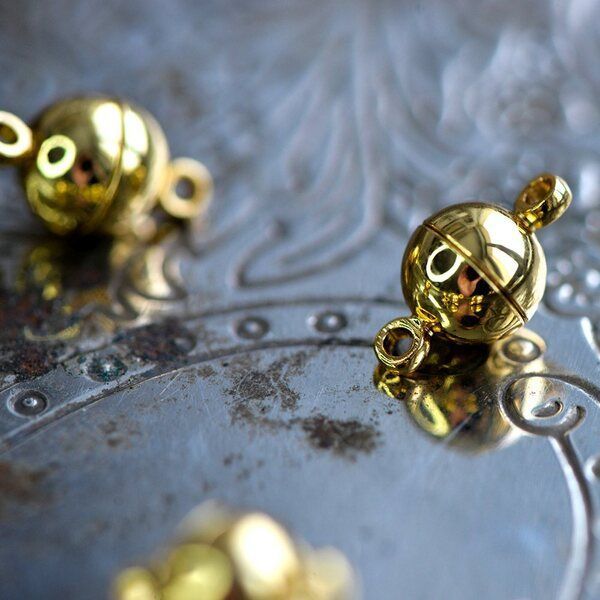 застежка магнитная "шарик", позолота, 14.5x8 мм