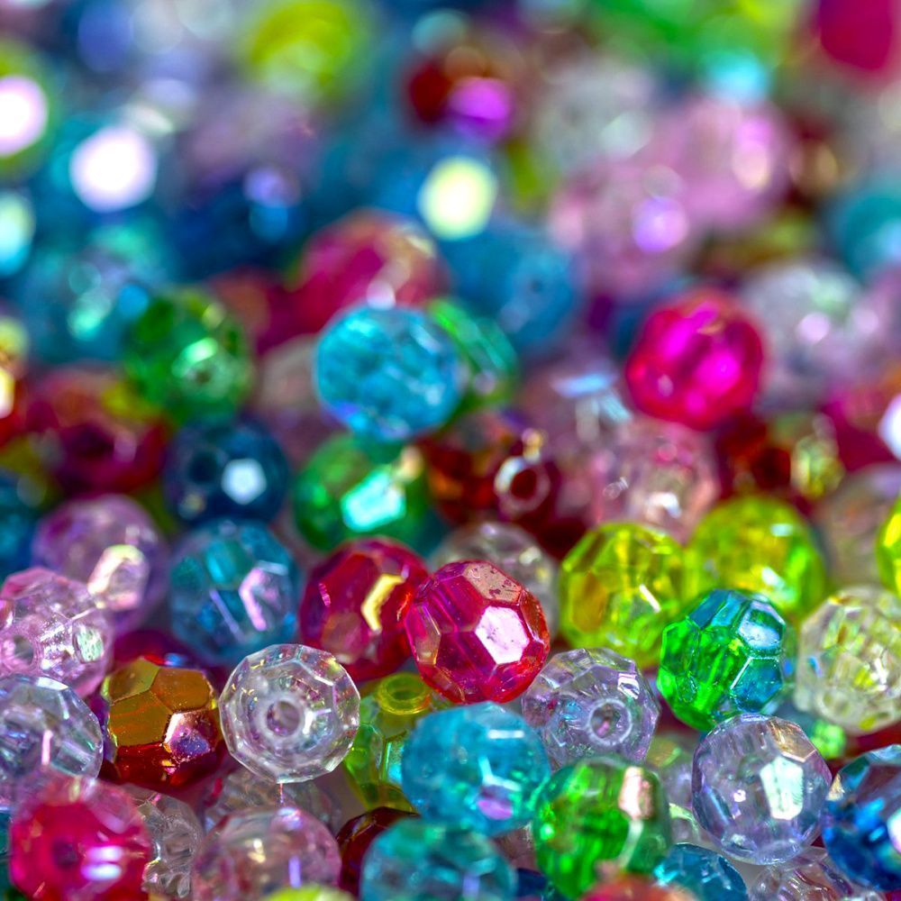 бусина, акрил 6, граненая, цвет радужный микс, 6 мм