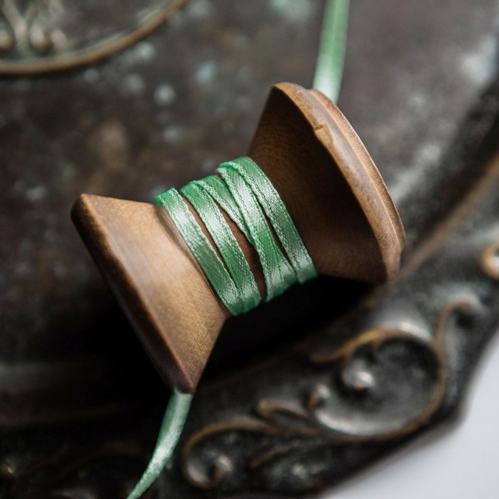 лента, атлас, цвет аквамарин, ширина 3 мм ленты