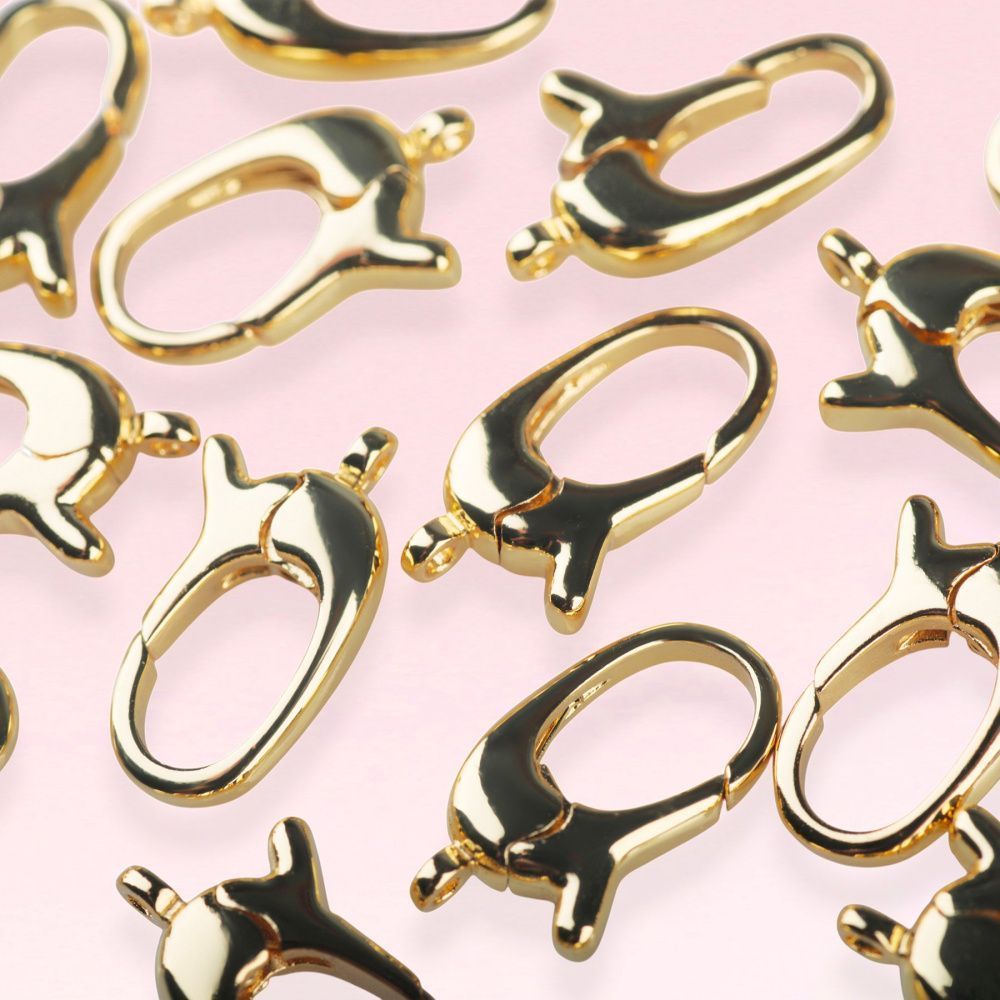 замочек-карабин "овал", позолота, 13.5x8x3 мм