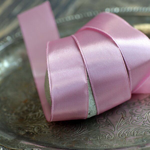 лента, атлас, цвет розово-сиреневый, ширина 25 мм ленты