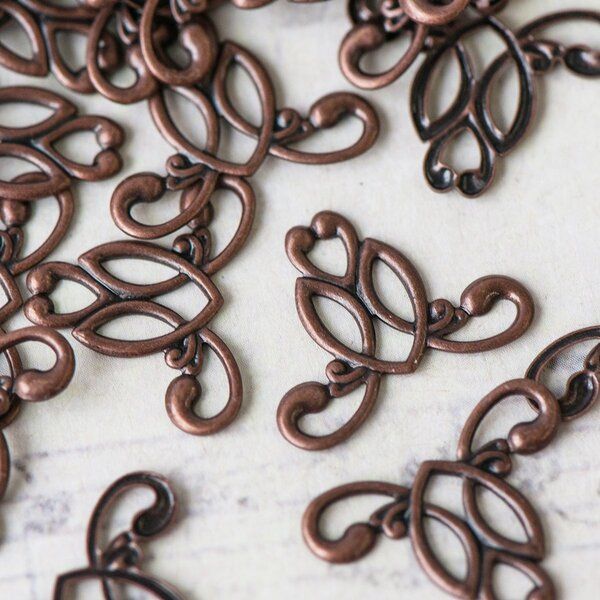 коннектор "филигрань вензель", цвет красная медь, 18х11 мм 