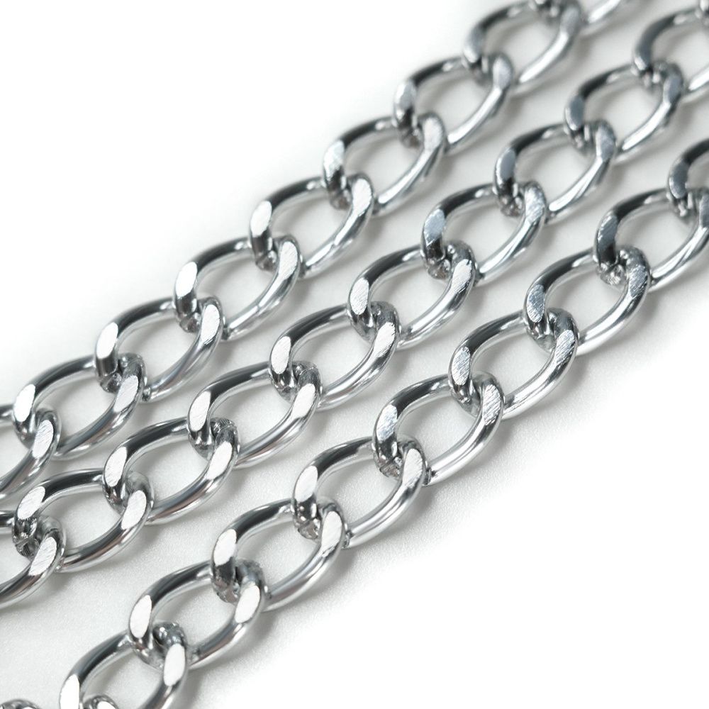 цепочка "люкс", алюминий, цвет серебро, 10x6.5x1.8 мм