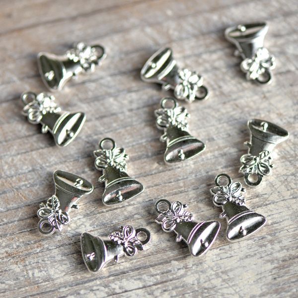 подвеска металлическая "колокольчик рождественский", цвет серебро, 18x11.5x3 мм