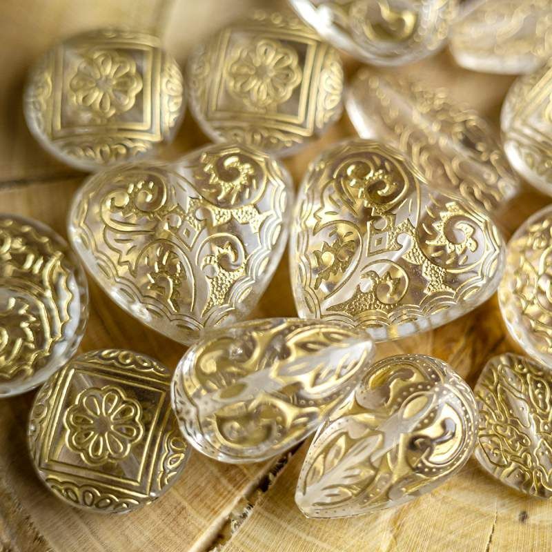 микс акриловый разной формы "золотой ажур", цвет прозрачный