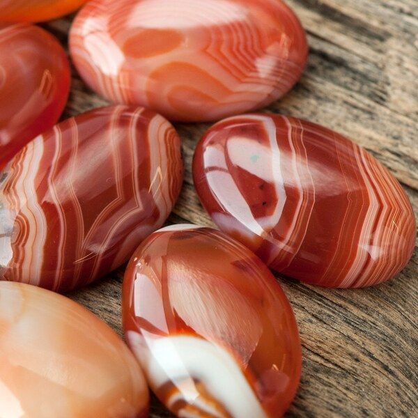 кабошон агат овальный, цвет терракотовый, 30х20х8.5 мм