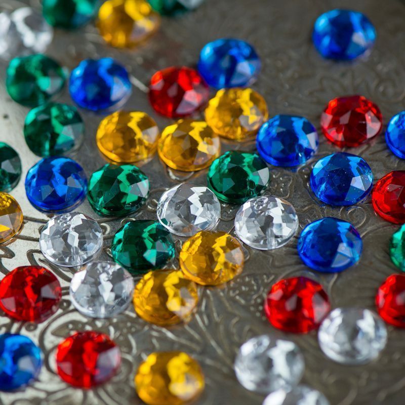 стразы пришивные "грани", акрил, круглые, цветовой микс, 10х4