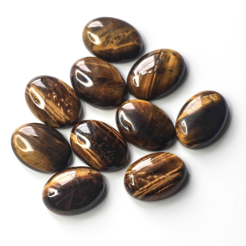 кабошон тигровый глаз овальный, цвет коричневый, 25х18х8 мм