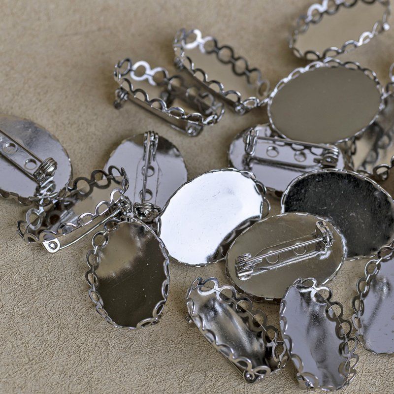 основа для броши овальная "ларго", цвет платина, 26x19x9 мм