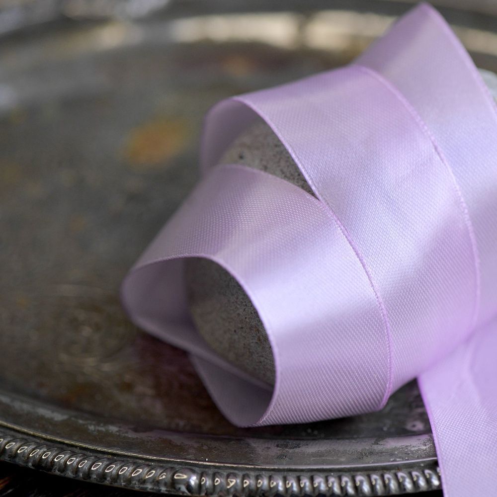 лента, атлас, цвет сиреневый, ширина 25 мм ленты