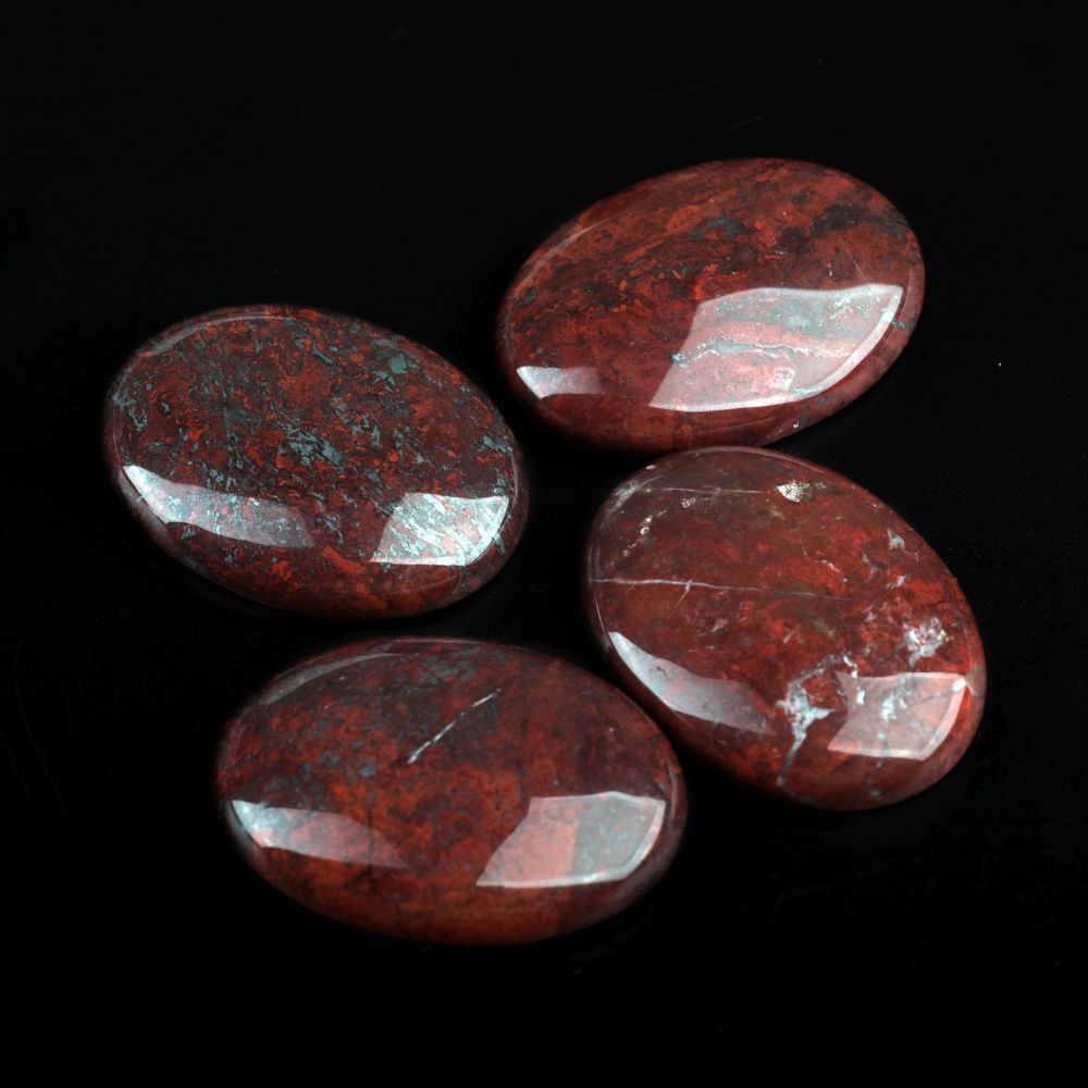 кабошон яшма брекчиевая овальный, цвет красный, 40x30x8 мм