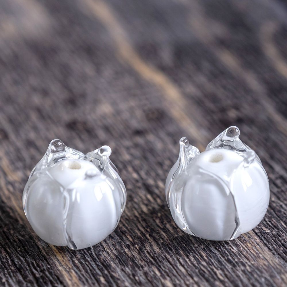 бусина, мурано "бутончик", белый, 13х12 мм