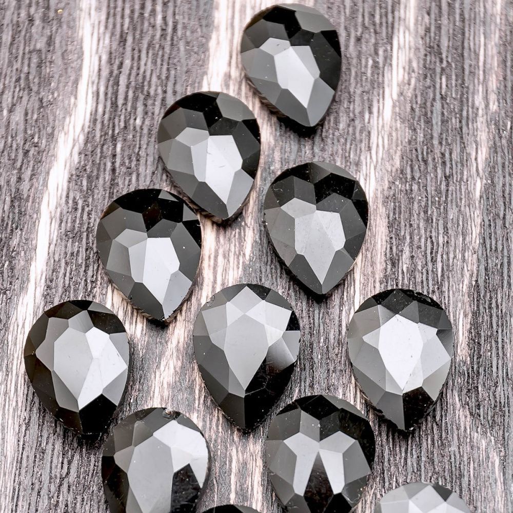 кабошон стекло кристалл, каплевидный, цвет черный, 18х13 мм