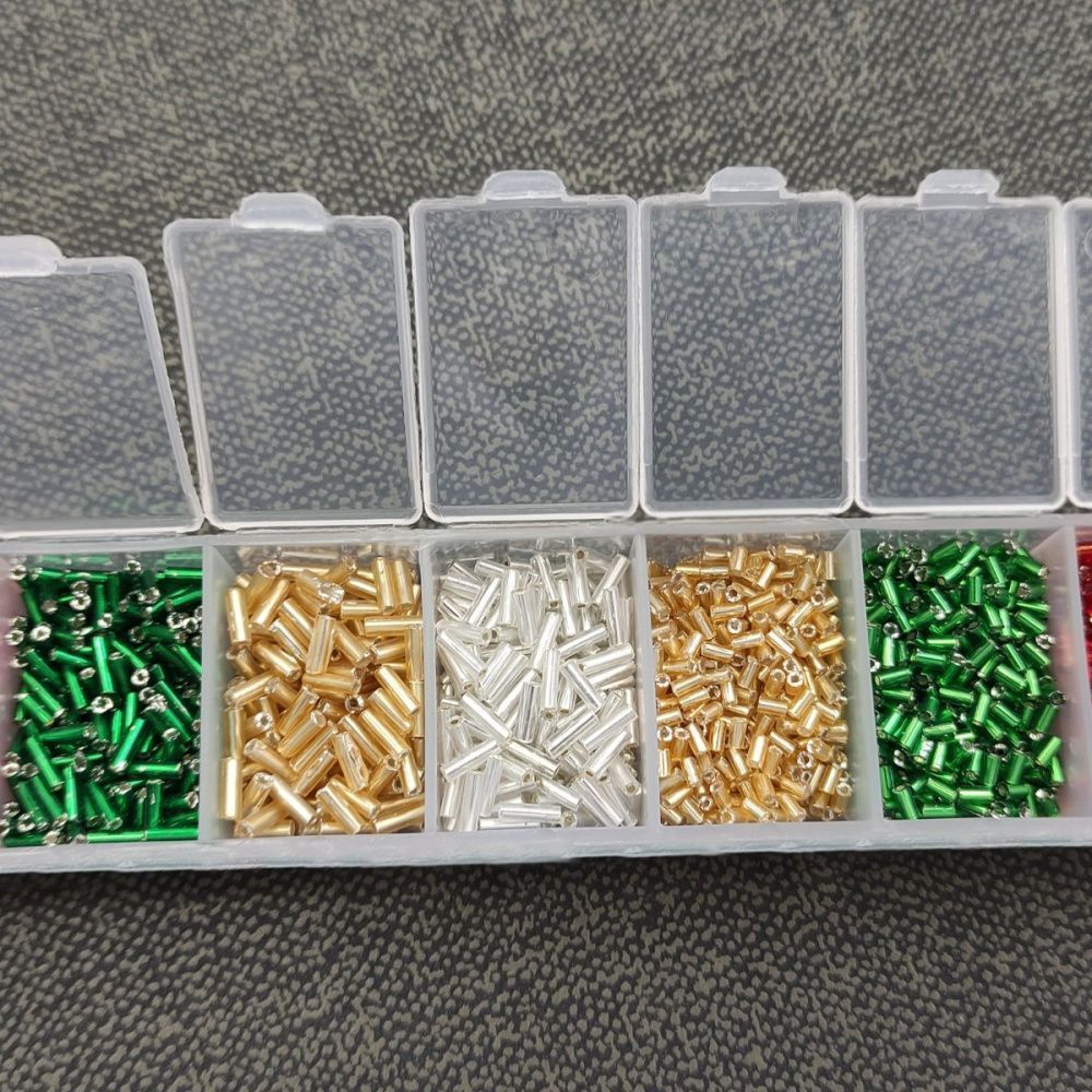 набор бисера стеклярус и рубка "новогодний", 7 цветов