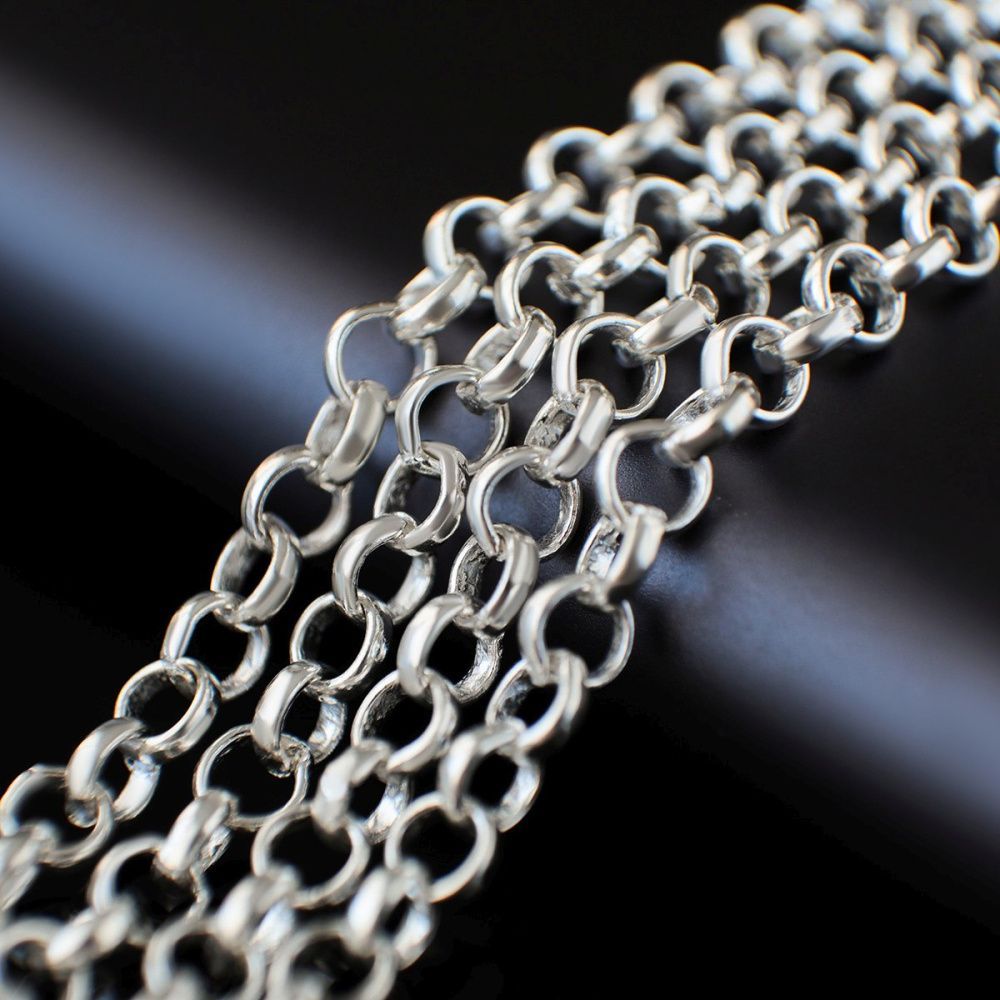 цепочка "раунд", латунь, цвет серебро, звено 4х1.2 мм