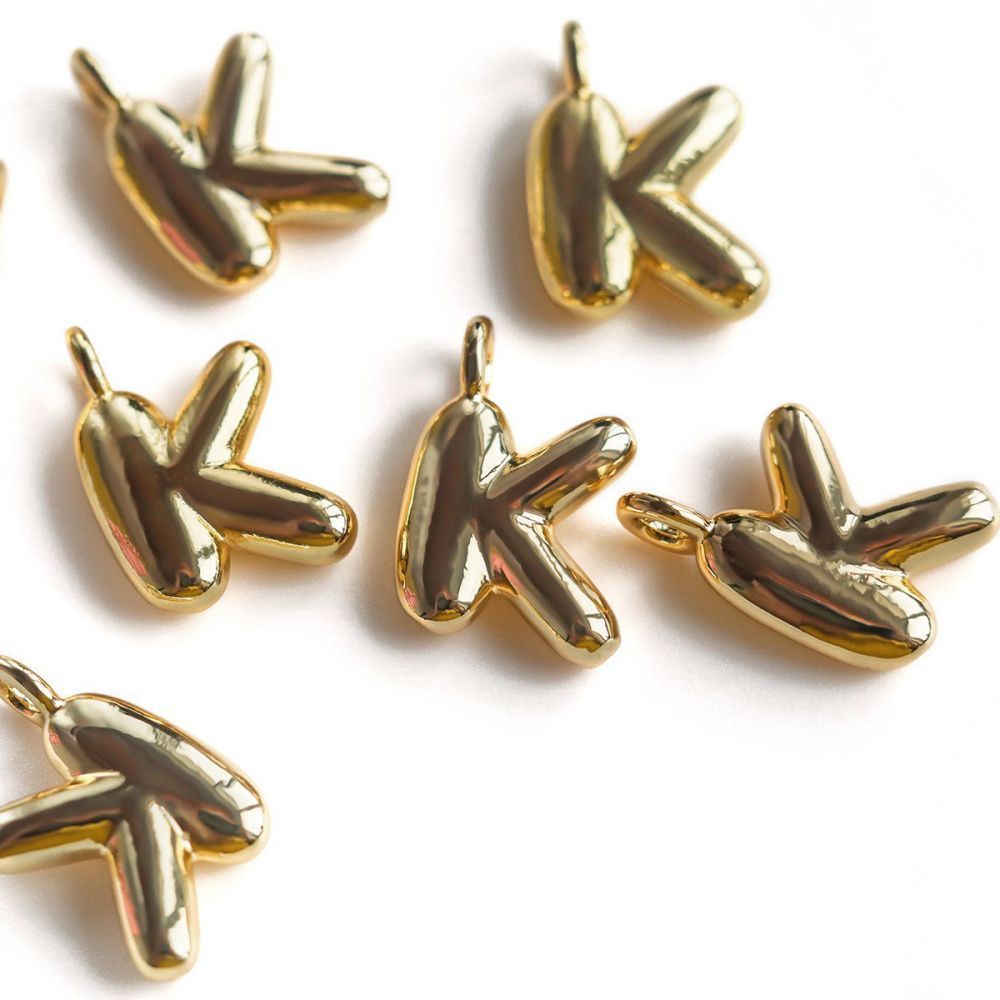 подвеска металл "k", позолота, 18.5-20x6-19x4.5-5.5 мм