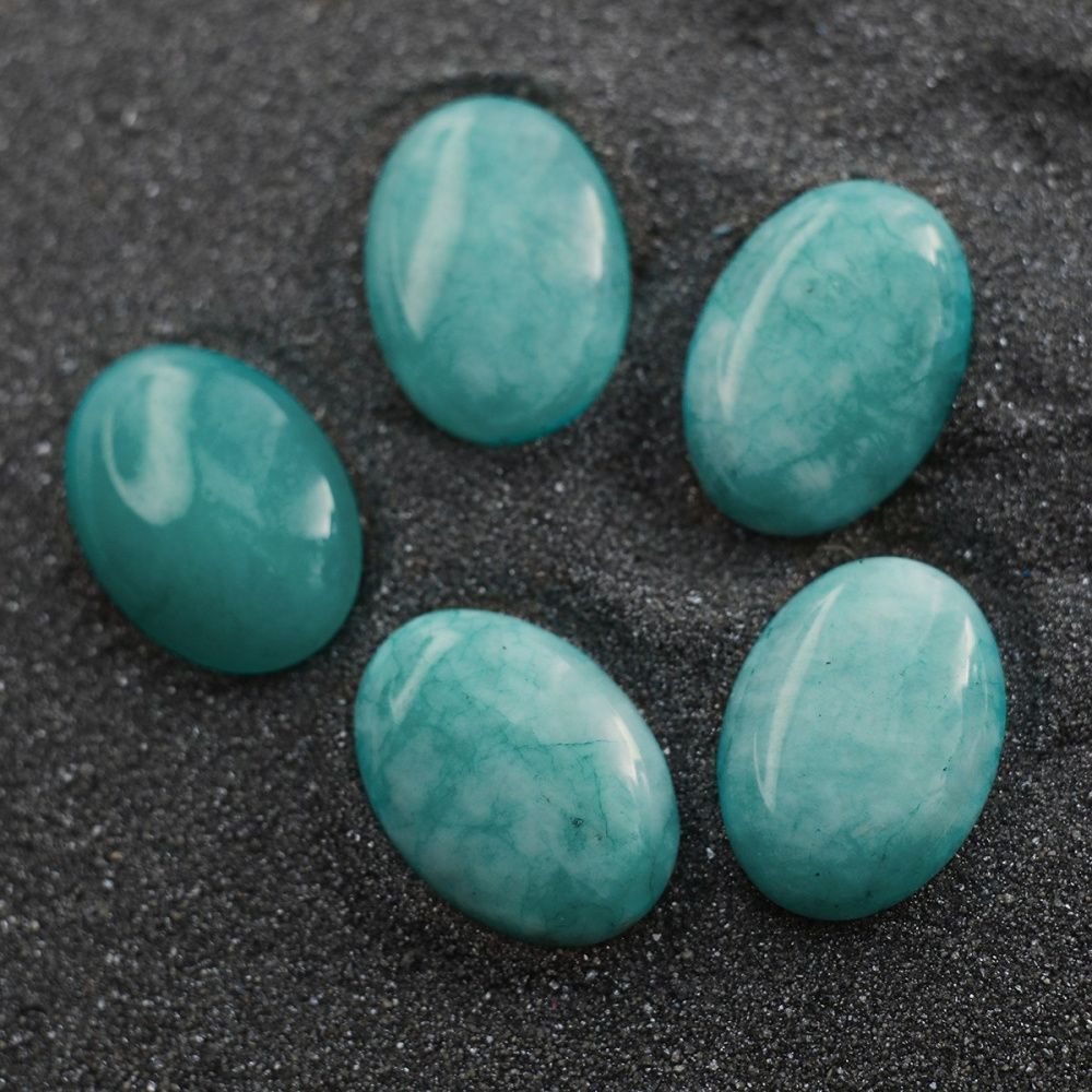 кабошон амазонит синтетич. овальный, цвет бирюзовый, 18x13x6 мм