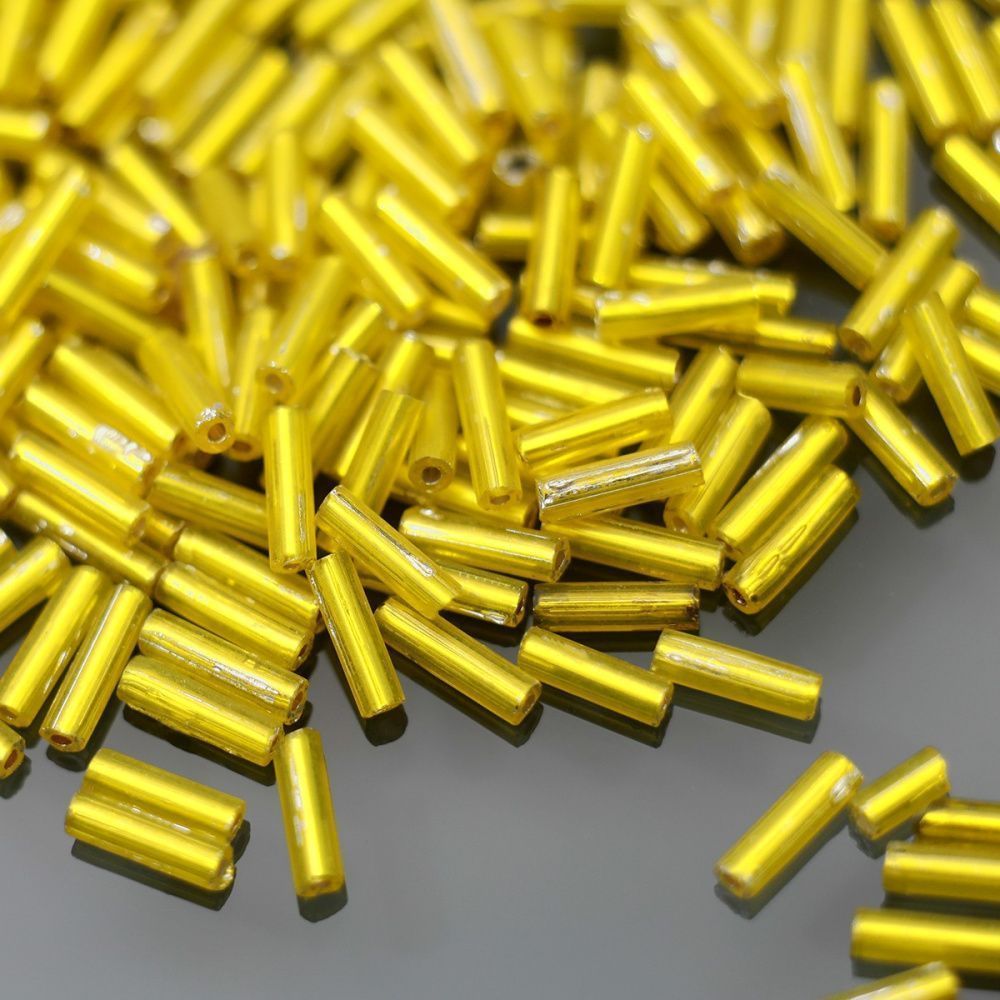 бисер "радуга", цвет канареечный желтый/серебрение, 3"rb (уп 7 г)