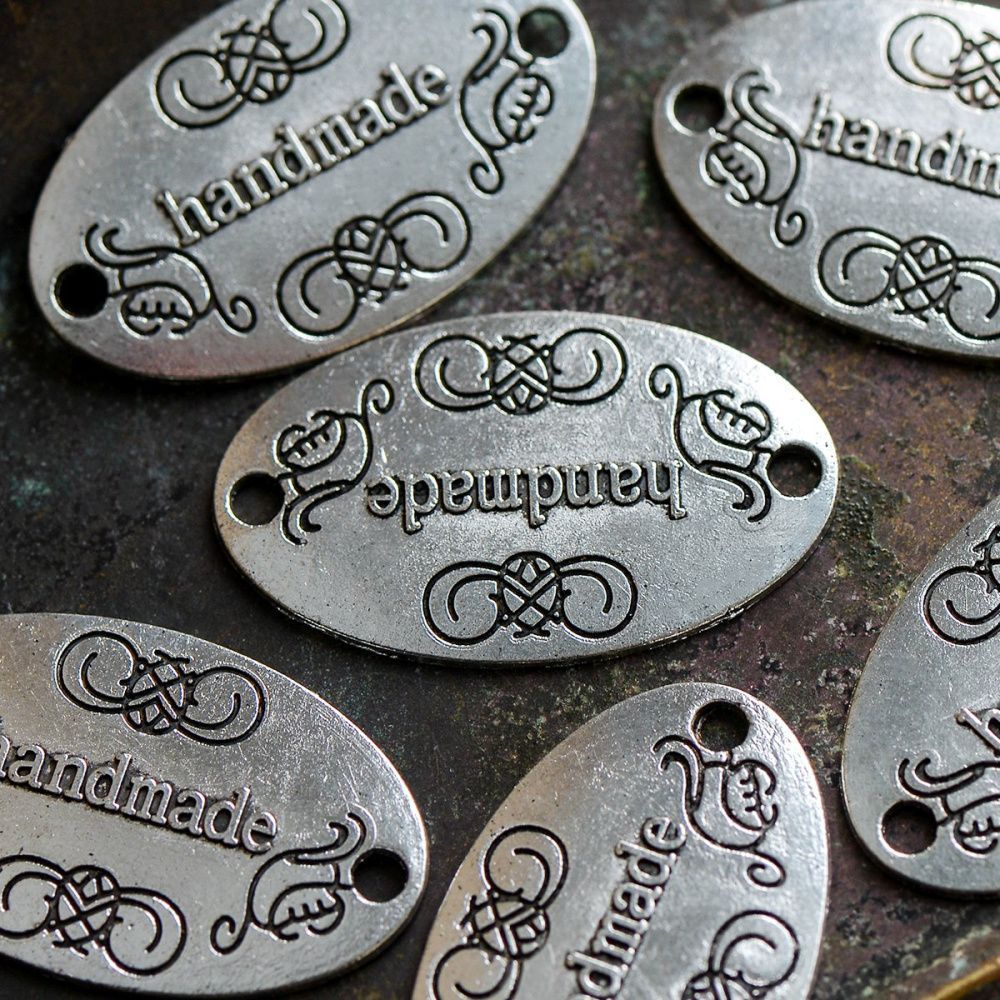 коннектор "handmade", цвет античное серебро, 32х19x1мм