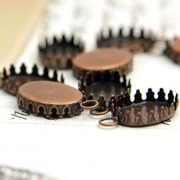 сеттинг овальный "локи", цвет красная медь, 24x15 мм