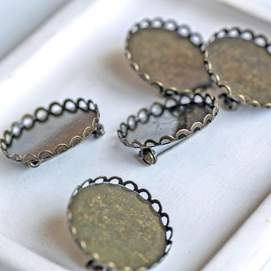 основа для броши круглая "ларго", цвет античная бронза, 26 мм