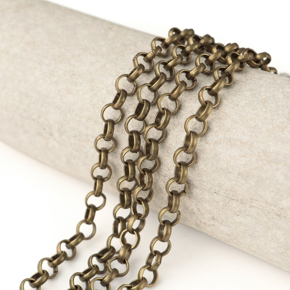 цепочка "раунд", цвет античная бронза, звено 7x2 мм