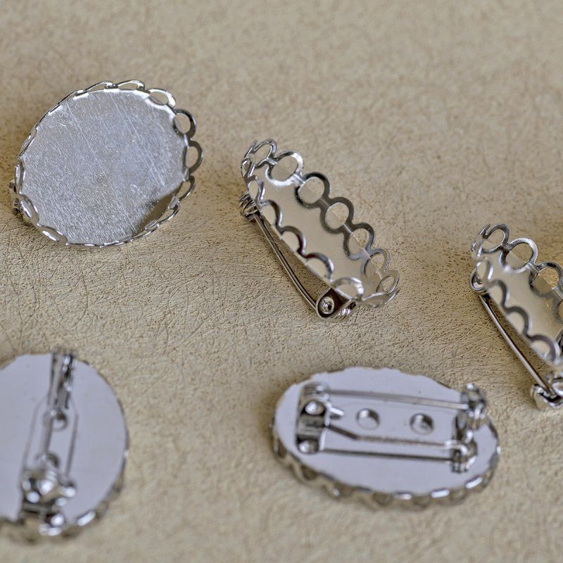 основа для броши овальная "ларго", цвет платина, 26x19x9 мм