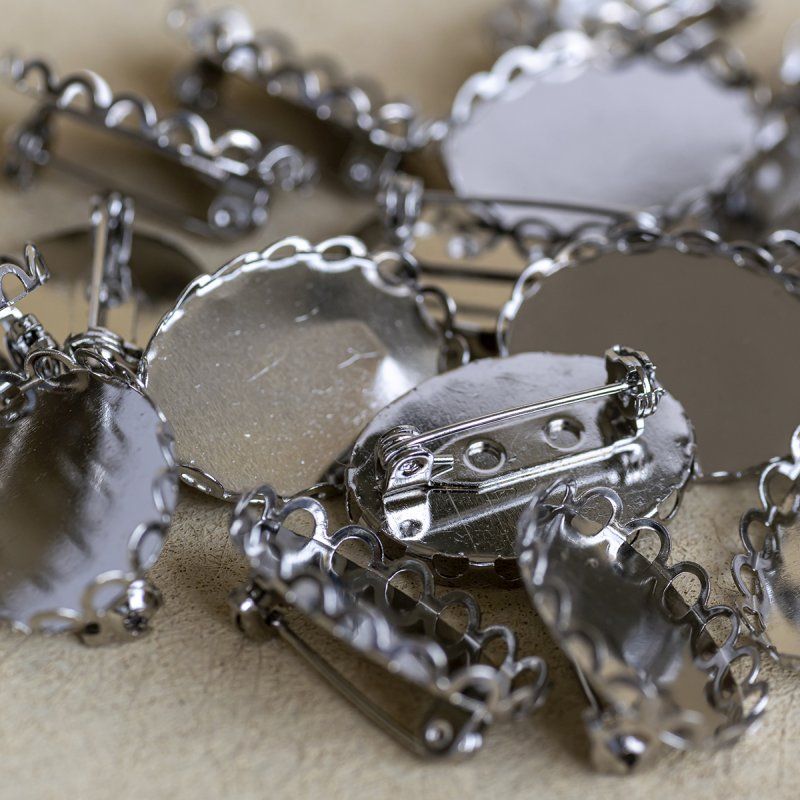 основа для броши овальная "ларго", цвет платина, 26x19x9 мм