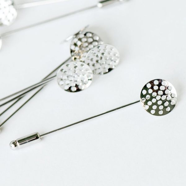 основа для броши "пин", цвет платина, 61х13.5х1 мм