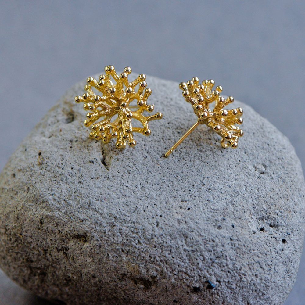 пуссеты "коралл", позолоченные, 20x20 мм