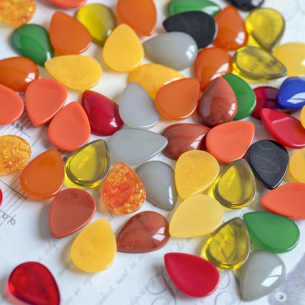 кабошон из смолы "джелли" капля, цветовой микс, 14x10x3.5 мм