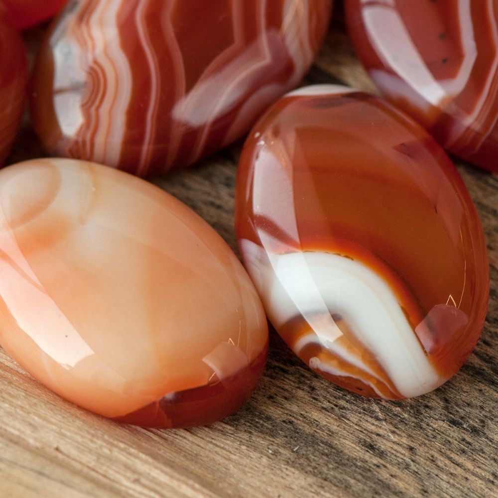 кабошон агат овальный, цвет терракотовый, 30х20х8.5 мм