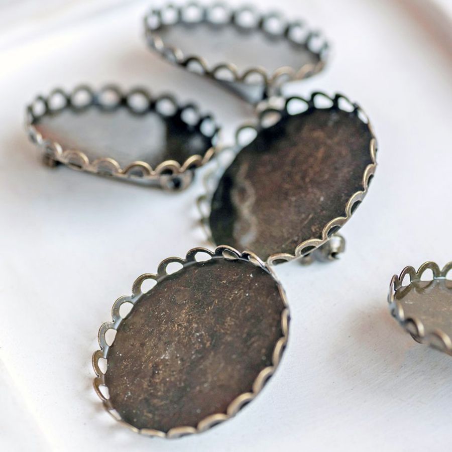 основа для броши круглая "ларго", цвет античная бронза, 26 мм