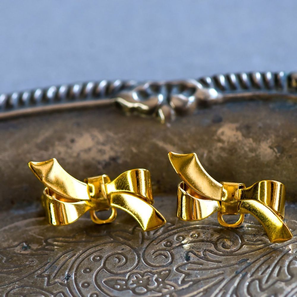 основа для броши "бантик", цвет золото, 27х18х13 мм