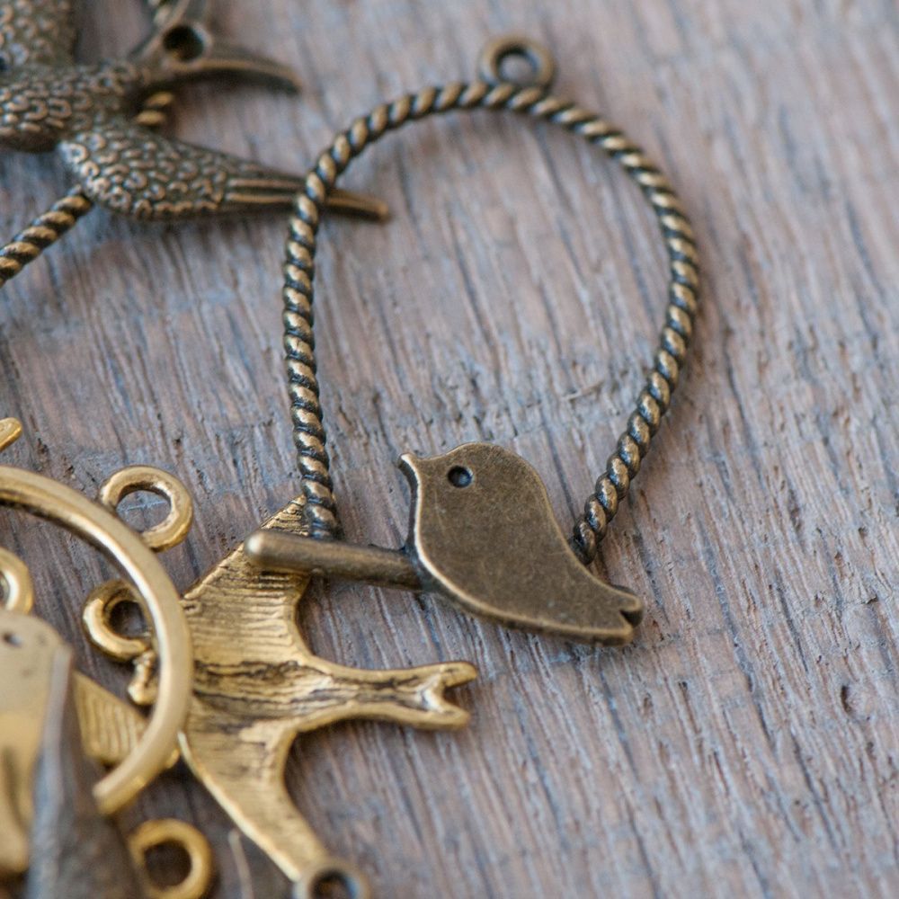 микс металлический из подвесок "птички", цветовой и размерный микс (уп 20 г)