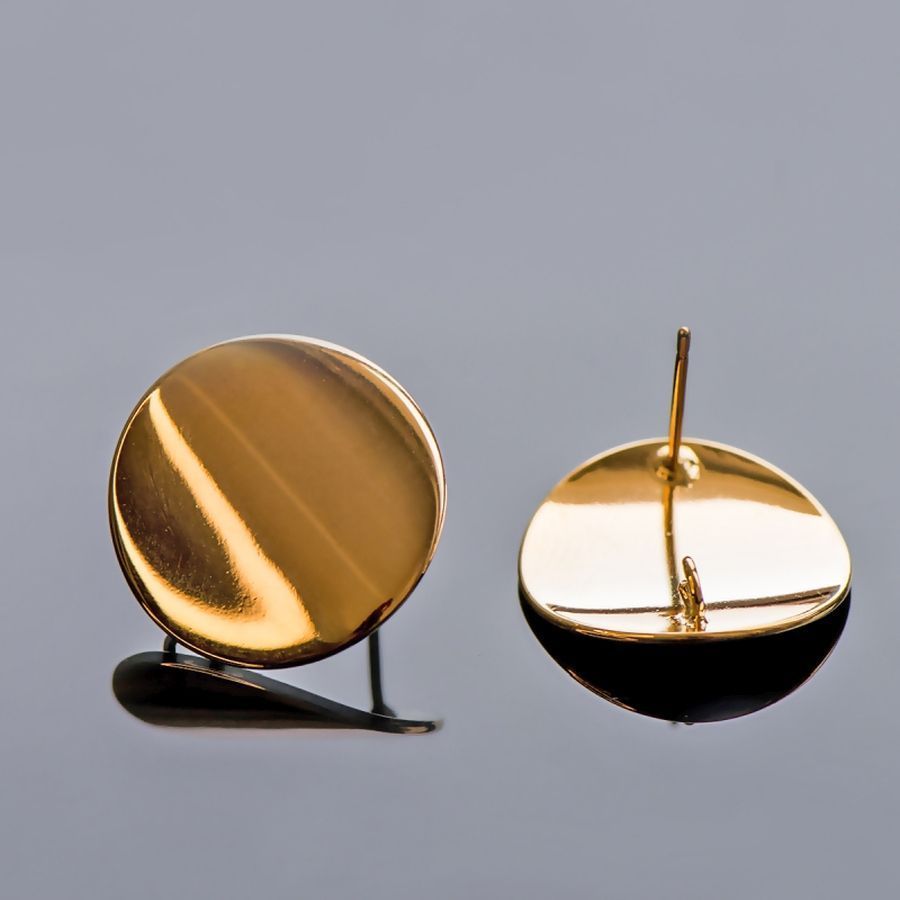 пуссеты "диск", позолоченные, 18 мм