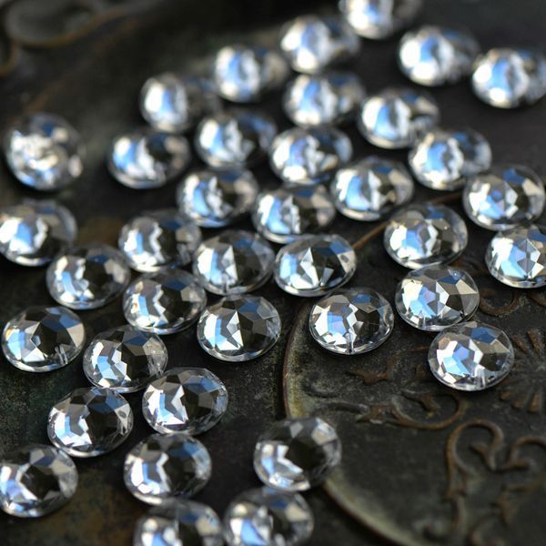 стразы пришивные "грани", акрил, круглые, цвет cristal, 15х5 мм