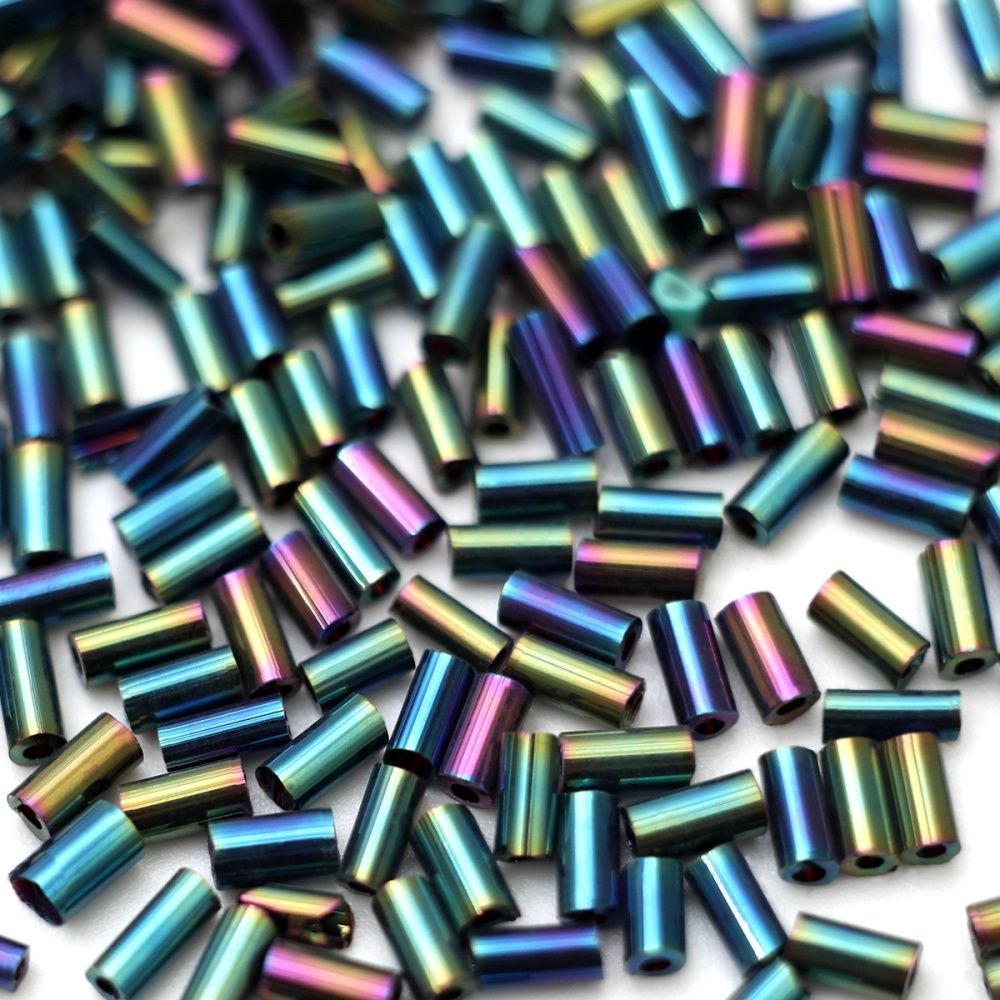 бисер "радуга", стеклярус, цвет зеленый ирис (уп 7 г)