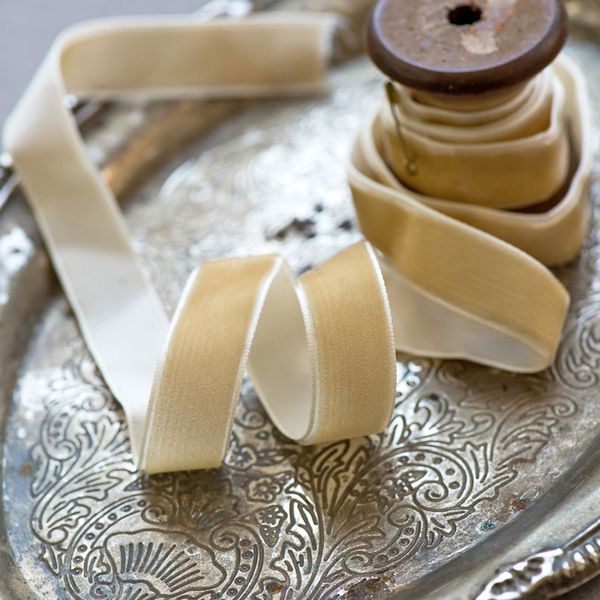 лента, бархат, цвет песочный, ширина 15.9 мм ленты